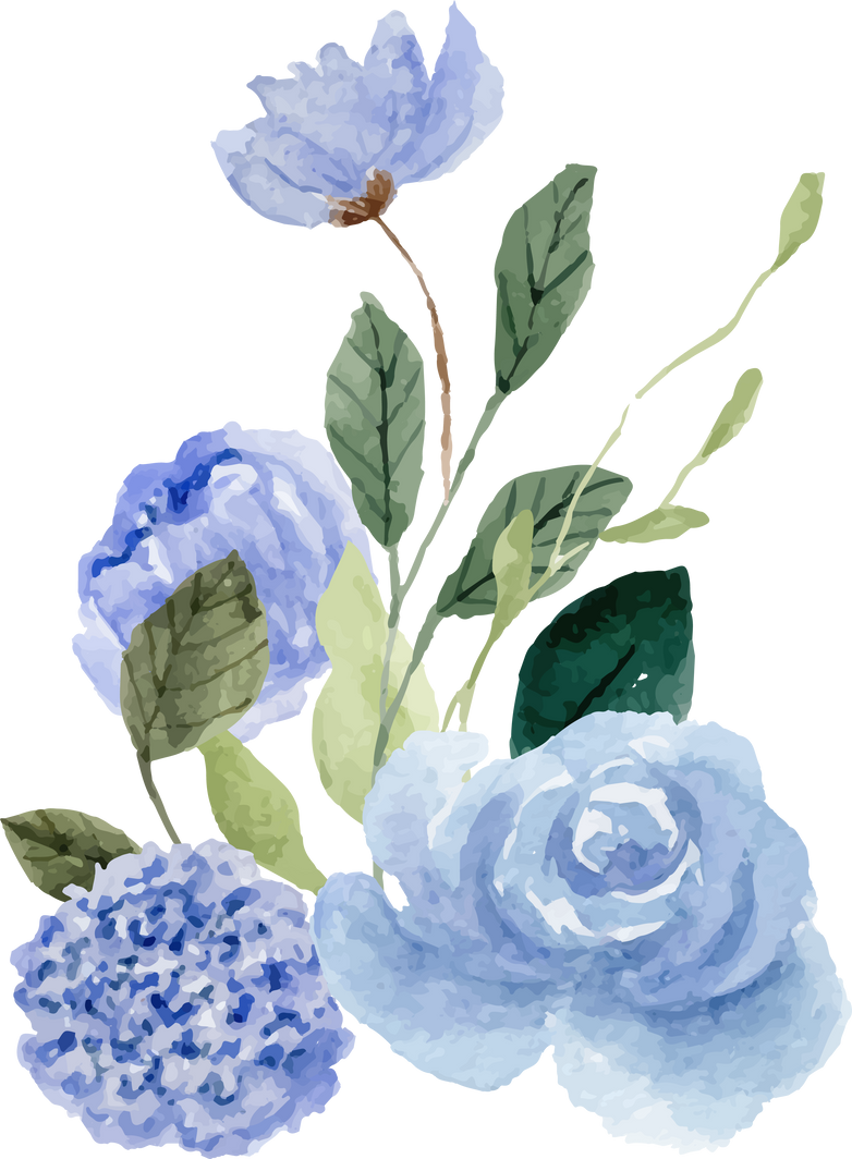 blue floral watercolor